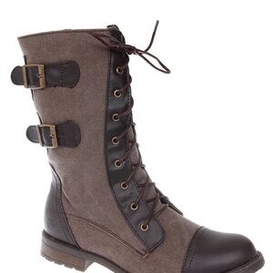 Elegant Brown Lace-Up Combat Boots